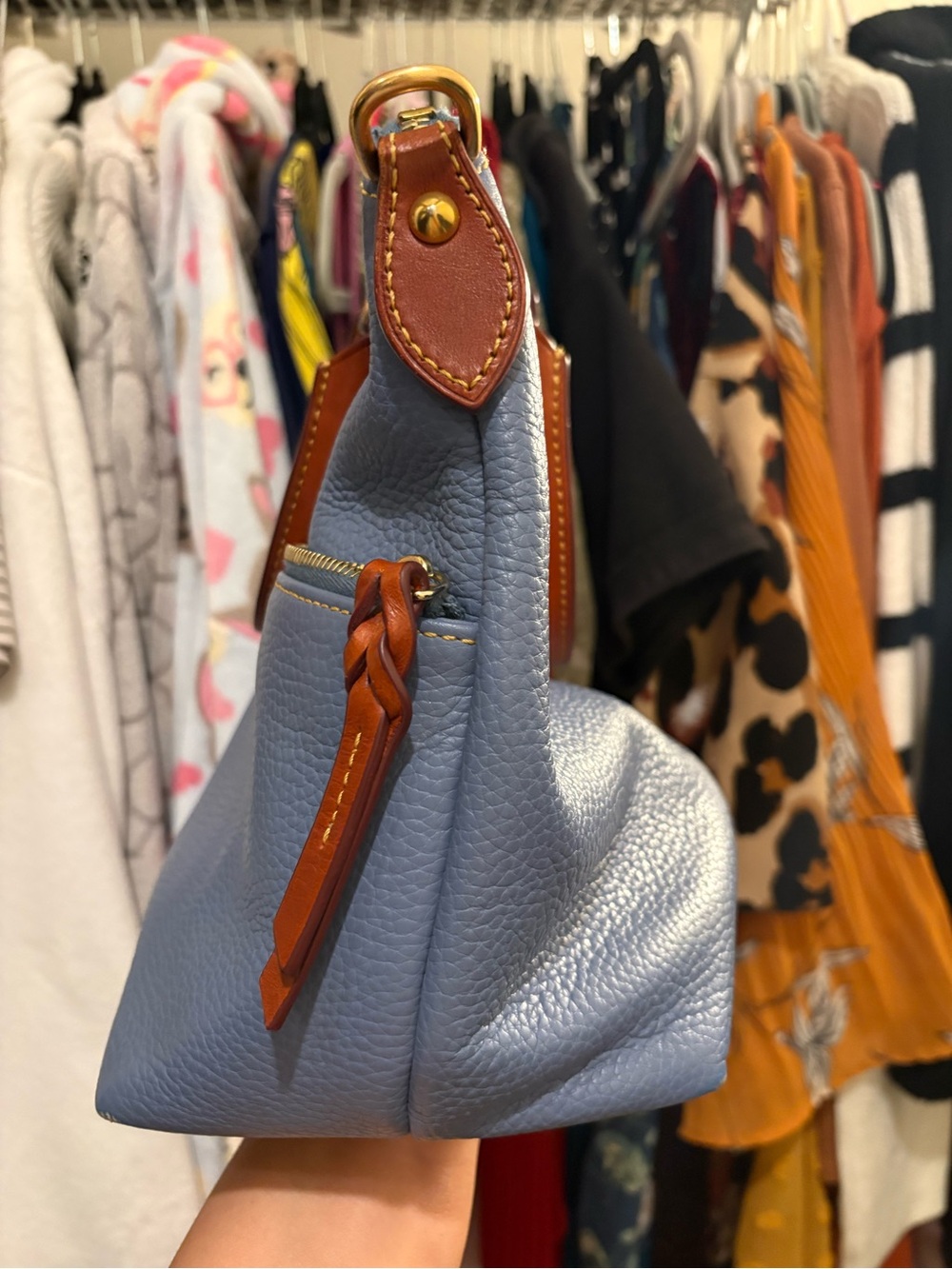 Dooney & Bourke | Denim Blue | Dillen Double Pocket Satchel - Picture 4 of 16